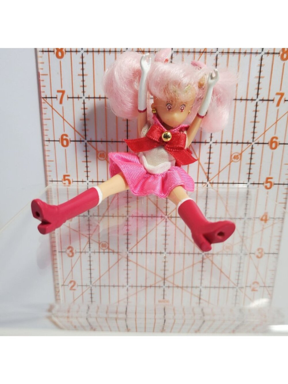 Chibi Moon 1997 5 Inch Doll Pink Hair Red White Removable Outfit Sailor - Picture 6 of 11